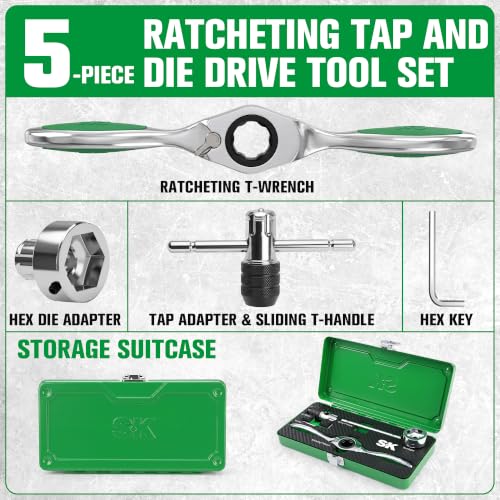 SK 5-Piece Ratcheting Tap and Die Drive Tool Set, Thread Repair Kit - size: 5 PC