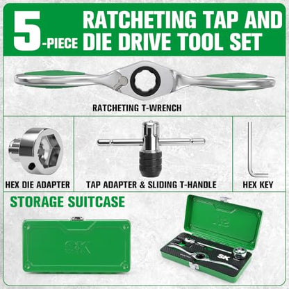 SK 5-Piece Ratcheting Tap and Die Drive Tool Set, Thread Repair Kit - size: 5 PC