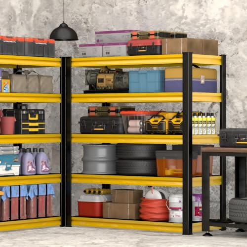 Metal Storage Garage Shelving - 48" W x 18" D x 78" H Black&Yellow - size: 5T-YL-48"Wx18"D