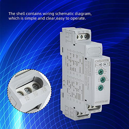CNAODUN Multifunction Time Relay HYCRT8-M2 0.1s-10days 16A AC/DC 24-240V 2 Outputs10 Function Choices Time Delay Relay DIN Rail Mount Type - size: HYCRT8-M2,Multifunction Dual Outputs
