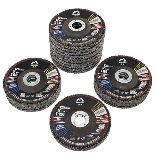 Merryland 20 Pack Mixed Flap Disc 5 inch Metal 40 60 80 120 Grit T29 - style: Mixed 20PCS