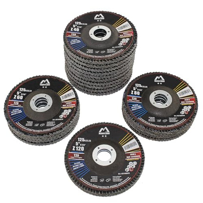 Merryland 20 Pack Mixed Flap Disc 5 inch Metal 40 60 80 120 Grit T29 - style: Mixed 20PCS
