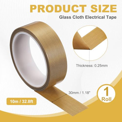 uxcell 1 Roll High Temperature PTFE Tape, 1-3/16" x 32.8ft Heat Shield Tape - size: 1-3/16" x 32.8ft x 0.25mm Thick