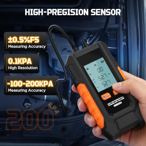 Manometer, Dual-Port Gas Pressure Tester, -101 to 200 kPa Range