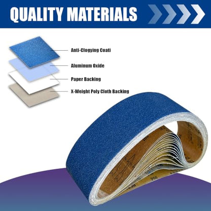 3 x 21 Inch Sanding Belts, 15 Pcs Mixed Grit 60/80/120/180/240, Aluminum Oxide Abrasive Sandpaper Belts for Belt Sanders, Woodworking Polishing & Grinding - size: 3 x 21 Inch