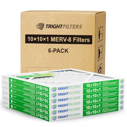 TRIGHTFILTERS 10x10x1 Air Filter 6 Pack, MERV 8 Filter Replacement - size: 10x10x1-6pack