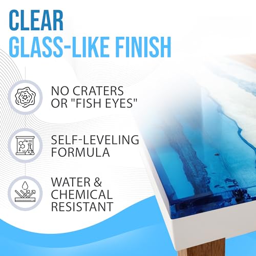 Epoxy Resin 1 Gallon Kit | 1:1 Resin and Hardener for High Gloss Coatings | for Bars, Table Tops, Flooring, Art, Bonding, Filling, Casting | Safe for Wood, Metal, Stone, Fiberglass & More!
