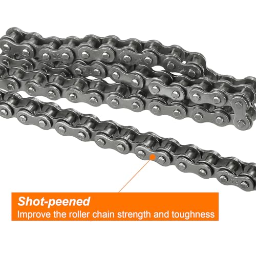 uxcell #25/04C-1 Roller Chain 5 Feet 1/4" Pitch Carbon Steel Roller Chains with 2 Free Master Connector Links for Mini Bikes, Motorcycles, 240 Links - size: 5 Feet