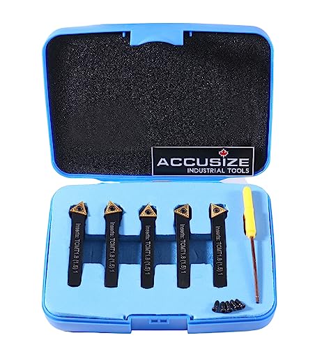 Accusize Industrial Tools 1/4'' by 2'' Oal 5 Pc Indexable Turning Tool Set with Tcmt1.8(1.5) Carbide Inserts, 2380-5022 - size: 1/4 in