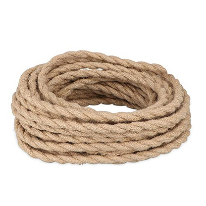 Helunsi 32.8 ft Rope Electrical Cord, 18/2 Hemp Rope Electrical Wire - color: Hemp Rope