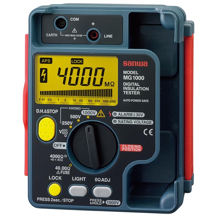 Japan Sanwa MG5000 MG1000 MG500 M53 High-Voltage Digital Insulation Resistance Tester 5000V/1000V/500V/500V Display Megohmmeter Electronic Insulation Testers(MG1000) - size: MG1000