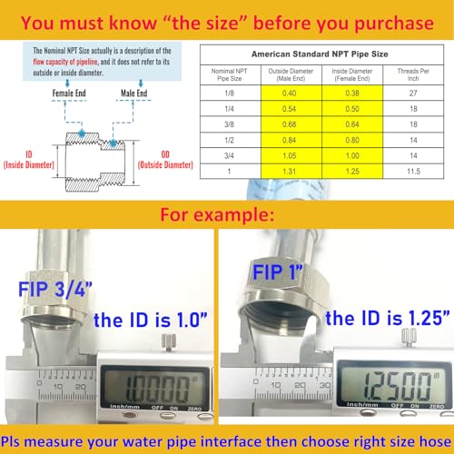 2 PACK, 24" Length Stainless Steel Flexible Corrugated Water Heater Connector, 1"FIP x 1"FIP, 1 Inch SS304 Flex Pipe Hose For Water Softener (0.7"ID) - size: stainless steel 1"FIPx1"FIP, 24"L(0.7"ID)