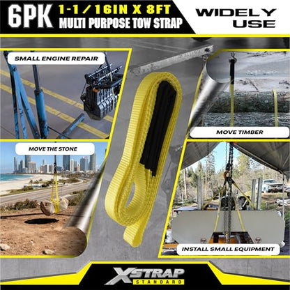 XSTRAP STANDARD 6PK 1"x8' Lift Sling Straps Wear Guard End Heavy Duty Strap - style: 6pk 1''x8ft