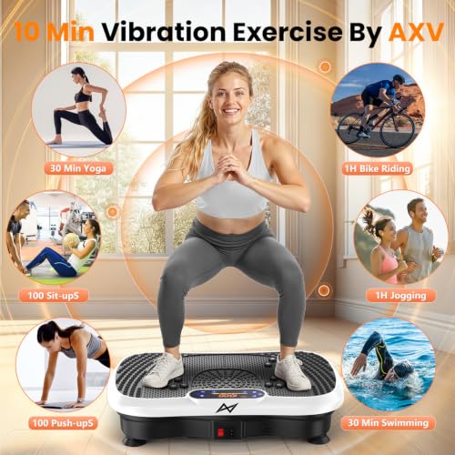 AXV Vibration Plate Exercise Machine Fitness Platform Body Vibrating Board - color: SLIM.WHITE