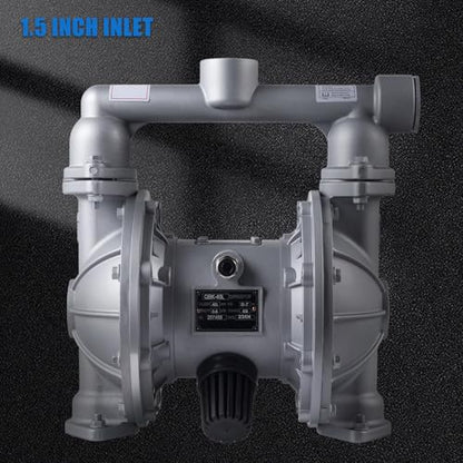 Double Diaphragm Pump Air Operated 1-1/2 inch Inlet/Outlet Pneumatic Waste Oil Transfer Pump for Chemical QBK-40 50 GPM Dual Diaphram Polypropylene Nitrile Rubber by Stainless Steel Iron 100 PSI - style: 1.5 INCH PORT