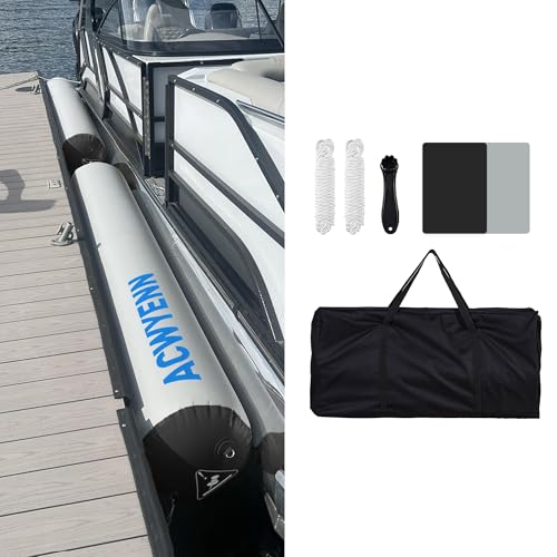 Inflatable Large Boat Dock Bumpers and Fenders for Docking - size: 10'x18" Grey-Black