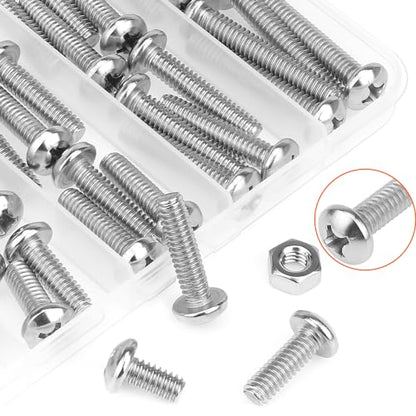 HELIFOUNER 56 Pieces 1/4-20 x 1/2" 3/4" 1" 1-1/4" 1-1/2", Phillips Pan Head Machine Screws Bolts Nuts Kit, Coarse Thread, Fully Machine Threaded, 304 Stainless Steel - size: 1/4-20, style: Phillips Pan Head