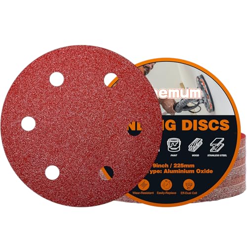 30 PCS 9 Inch Drywall Sanding Discs 40 Grit 6 Hole - color: 6 Hole, size: Grit 40