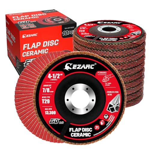 EZARC Ceramic Flap Discs 60 Grit, 4-1/2 x 7/8-Inch, Type 29, 10-Pack - size: 60Gr 10P