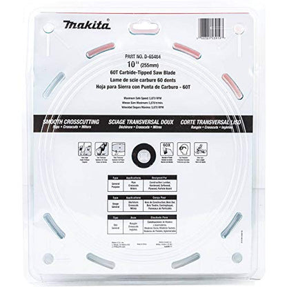 Makita D-65464 10" 60T Micro-Polished Miter Saw Blade, Smooth Crosscutting