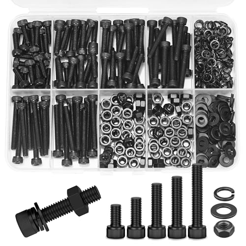 12.9 Grade M4 Screws Assortment Kit, 380pcs Bolts and Nuts Washers Set - size: M4 Bolts and Nuts Washers 12-30mm