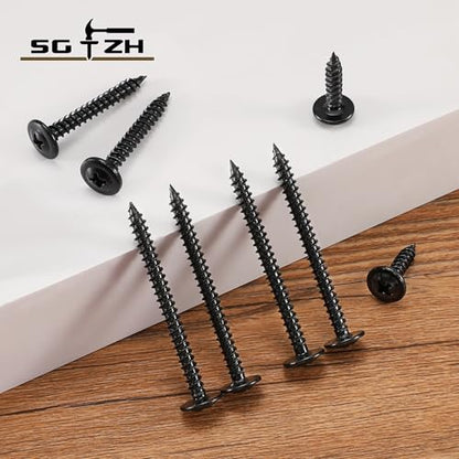 #8 x 2 Inch Wood Screw 500Pcs Alloy Steel Standard Thread Truss Head Fast Self Tapping Black Oxide by SG TZH - color: Black - Alloy Steel, size: #8 x 2"