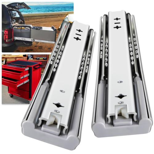 YENUO Heavy Duty Drawer Slides with Lock 12 14 16 18 20 22 24 26 28 30 32 34 36 38 40 44 48 52 56 60 Inch Full Extension (Load:250 lb (Soft Close) -W:53mm, 14 Inch) - size: 14 Inch, style: Load:250 lb (Soft Close) -W:53mm