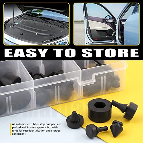 160Pcs Black Rubber Bumper Stopper Assortment Set, Trailer Fender Ramp Door Gas Tank Retainer Hood Side Bumper Compatible with GM Chrysler Ford