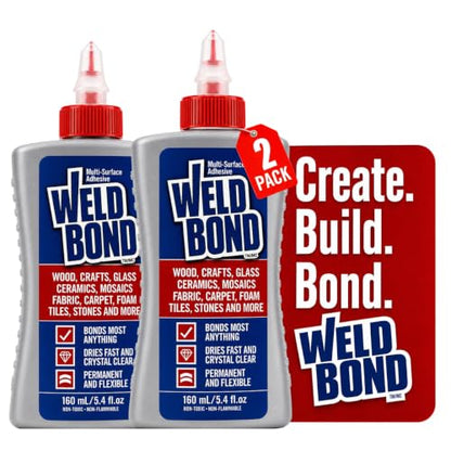 Weldbond Multi-Surface Glue Non Toxic for Mosaic Wood Craft 5.4oz (2 Pack) - size: 2 pack