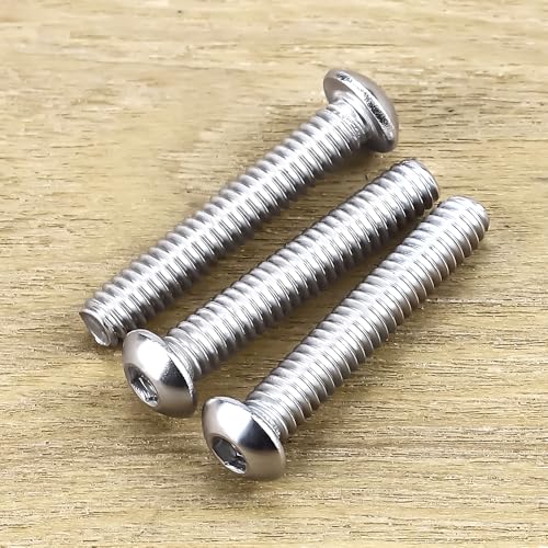 1/4-20 x 1-3/8" Button Head Socket Cap Bolts Screws, 304 Stainless Steel 18-8, Allen Hex Drive, Bright Finish, Fully Machine Thread, Pack of 25 - size: 1/4-20 x 1-3/8