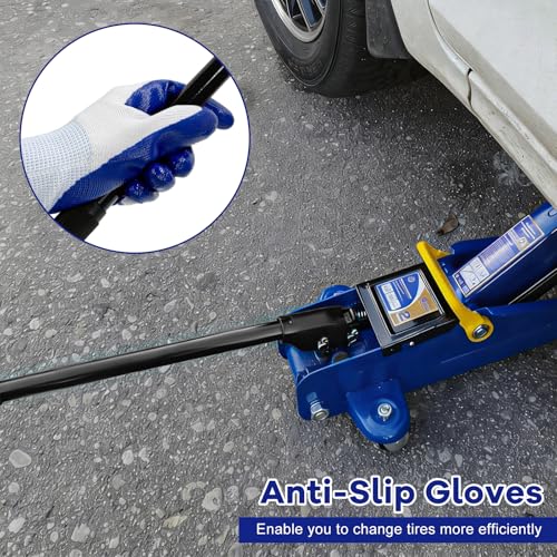2 Ton Jack Handle Replacement, Horizontal Hydraulic Jack Handle Replacement Kit with Gloves, Anti-Slip Grip Steel Jack Lifting Handles for Most Vehicles, Car Accessories (Black) - color: Black, 2 Ton