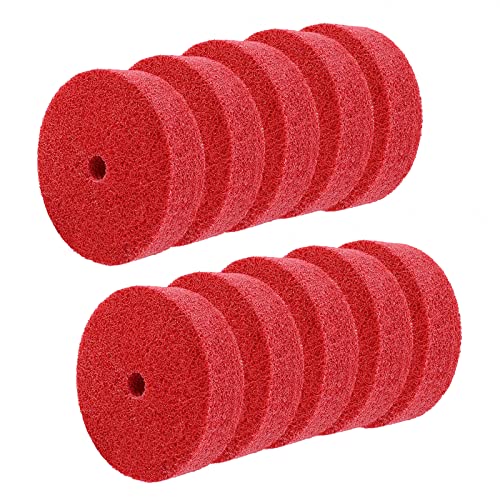 10Pcs Nylon Fiber Polishing Buffing Wheels 75mm/3" Deburring Wheel for Grinder Buffing Machine, Polishing Disc Wheel, Red - style: 3", 10Pcs, Red