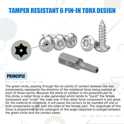 Glarks 51Pcs #8 x 3/4'' Button Head Torx Security Sheet Metal Screws Stainless Steel Tamper Resistant Screws Set with T20 Bit (50pcs #8 x 3/4'') - size: 50pcs #8 x 3/4''