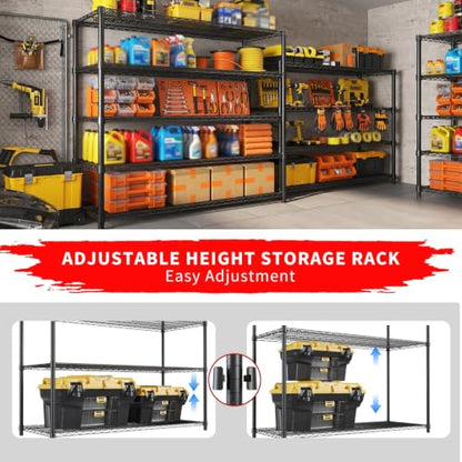 Garvee 4-Tier Wire Shelving 2560LBS Heavy Duty Storage Shelves Garage Rack - size: 47.2"W x 63"H x 17.7"D