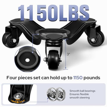 KEDSUM Furniture Dolly, 1150LBS Furniture Lifter Tool Set, 10" Heavy Duty Moving Dolly with 3 Wheels, Used for Moving Sofa, Piano, Cabinet - size: 10 inch