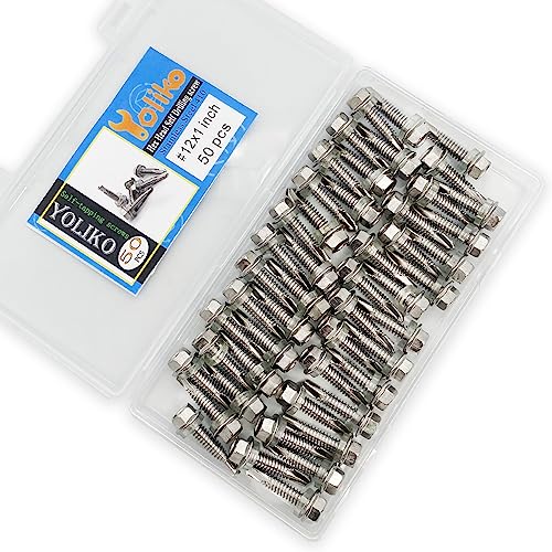 #12x1 Hex Washer Head Self Drilling Screws, 410 Stainless Steel, Self Tapping Sheet Metal Tek Screws, 50 PCS - size: 50 Pcs #12x1
