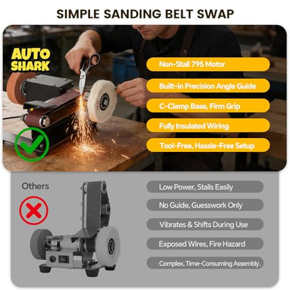 6-In-1 Mini Belt Sander Mini Belt Sander, Electric Small Sander Knife Sharpener Supplies, 7 Adjustable Speed, 795 Motor, Metal Wood DIY Handcraft, Tool & Knife Sharpening (Advanced Kit). - style: Pro - Advanced Grinding Kit