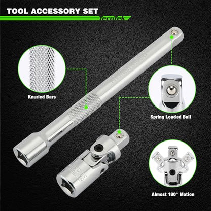 TecoTek 11-Piece Spark Plug Socket Set with 3/8" Drive Ratchet Handle, Spark Plug Gapper, Universal Joint and Extension Bar, 5/8", 3/4", 13/16", 14mm, 18mm, CR-V Sockets with Rubber Retaining Rings - size: 11PCS Spark Plug Socket Set with Ratchet Handle