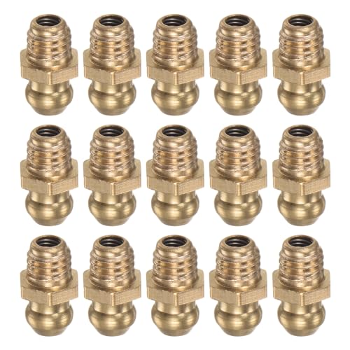 HARFINGTON 15pcs Brass Straight Grease Fitting M6x1mm Metric Thread Hydraulic Grease Nipple Accessories for Car - size: M6x1