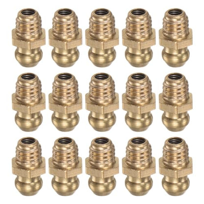 HARFINGTON 15pcs Brass Straight Grease Fitting M6x1mm Metric Thread Hydraulic Grease Nipple Accessories for Car - size: M6x1