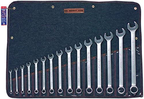 Wright Tool 715 Combination Wrench Set 12 Point Satin Finish 15 Piece 5/16 To 1-1/4 Inch Forged Steel Anti-Slip USA Made Wright Grip 2.0