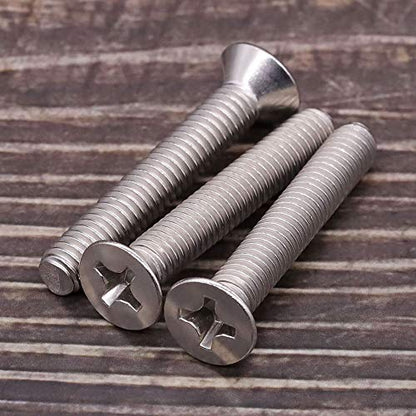 #6-32 x 1-1/4" Flat Countersunk Head Machine Screws, Phillips Drive, 304 Stainless Steel 18-8, Full Thread, Coarse Thread UNC, 50 PCS - size: #6-32 x 1-1/4"