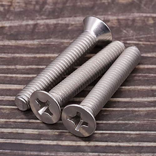 #6-32 x 1-1/4" Flat Countersunk Head Machine Screws, Phillips Drive, 304 Stainless Steel 18-8, Full Thread, Coarse Thread UNC, 50 PCS - size: #6-32 x 1-1/4"