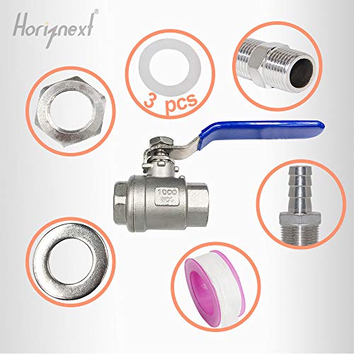 1/2 NPT Ball Valve, Weldless 304 Stainless Bulkhead for Home Brew Kettle