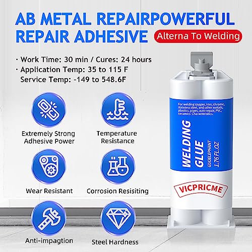 Metal Glue Heavy Duty Metal-on-Metal Glue 30Min Set 24Hr Cure 3Pcs 1.76oz - size: 30min 3pcs