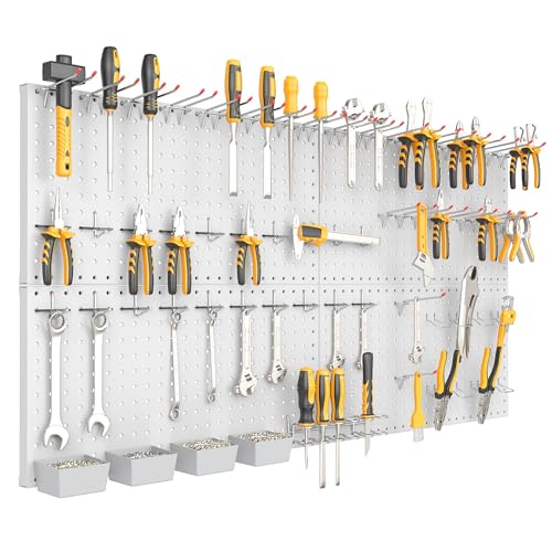 TORACK Garage Tools Organizer Boards Kit with Hooks, Grey - color: Gray