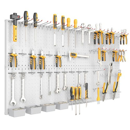 TORACK Garage Tools Organizer Boards Kit with Hooks, Grey - color: Gray