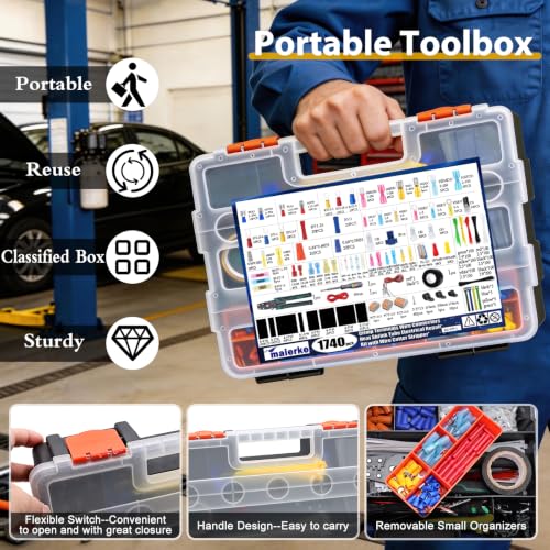 1740pcs Heat Shrink Wire Connector Kit with Crimping Tool for AWG 22-10 - size: 1740pcs