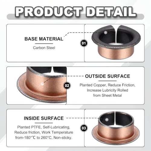 uxcell 40Pcs Flanged Sleeve Bearing, 14mm Bore x 16mm OD x 8mm Length - size: 14×16×8mm
