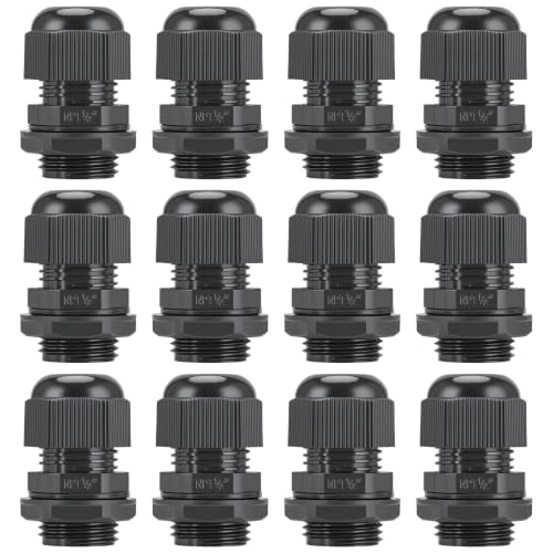 12 Pcs 1/2" NPT Cable Glands Waterproof Strain Relief Connector - color: 12 Pcs 1/2" NPT